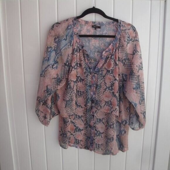 Belissmo Blouse Women's Size Large Animal Print Long Sleeve - Picture 1 of 3